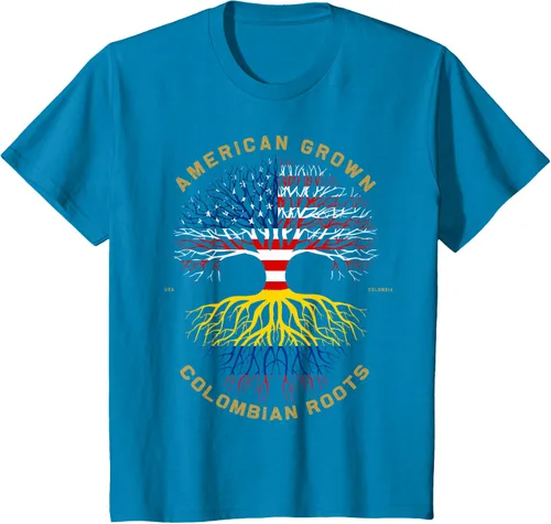 Miniatura 82 de Camiseta de regalo con la bandera de Estados Unidos con árbol de raíces colombianas