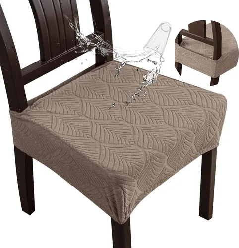 Miniatura 12 de Fundas de asiento para silla de comedor, extraíbles y lavables, juego de 2, fundas de cojín de asiento de silla de jacquard, protectores