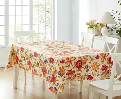 Newbridge Nicolette - Mantel de vinilo floral multicolor con parte trasera de franela, diseño tradicional de tapiz de flores, fácil cuidado, fácil