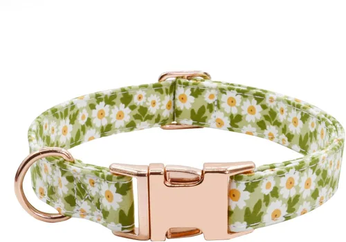 Miniatura 6 de Collar de perro con hebilla de metal, duradero y ajustable, suave para perros pequeños, medianos y grandes 03-flor5