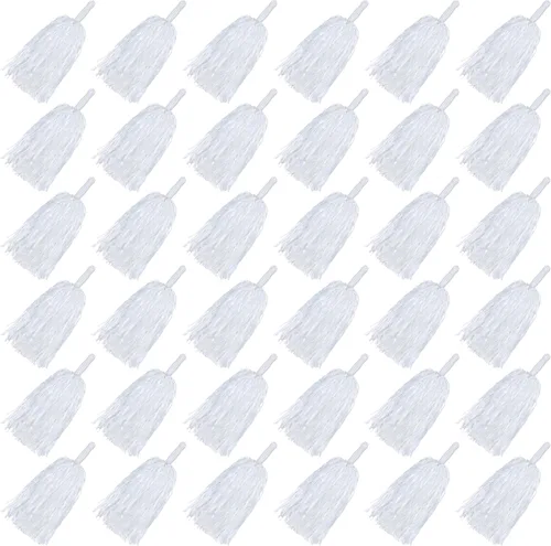 Miniatura 17 de HAVAGDTM 36PCS Cheerleading Pom Poms Metallic Foil Plastic Pom Poms with Baton Handle for Game Sports Squads Dancing Party Football Basketball Club