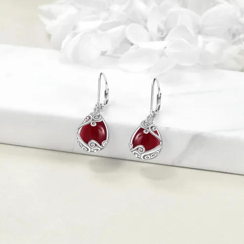 Miniatura 207 de Aretes colgantes con forma de lágrima de filigrana de piedra lunar de plata de ley 925 con cierre de palanca para mujer, regalos de joyería