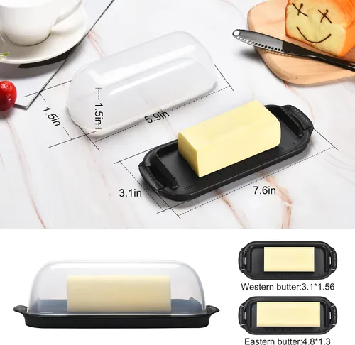 Miniatura 2 de Mantequillera, recipiente para mantequilla con tapa transparente para encimera, mantequillera irrompible para decoración de cocina del hogar