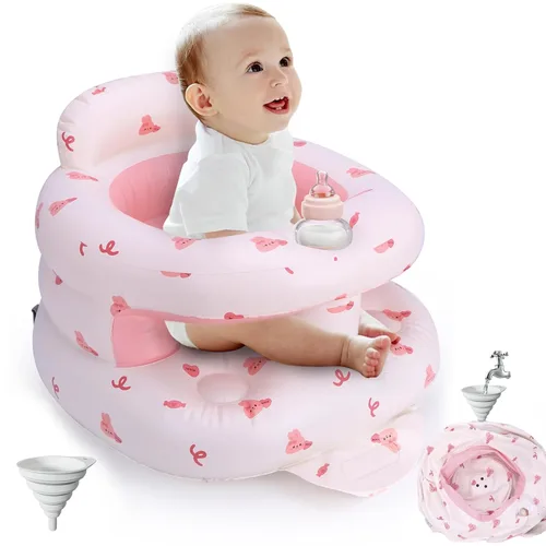 Asiento inflable para bebés de 3 meses en adelante, asiento inflable de apoyo para bebé para sentarse, silla de piso para bebé/niño pequeño con
