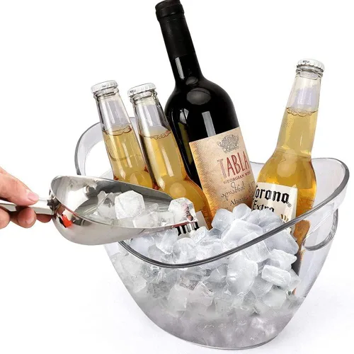 Miniatura 4 de Enfriador de vino y tina de bebidas para fiestas, cubo de hielo acrílico transparente de grado alimenticio, bañera de almacenamiento de 3.5 litros