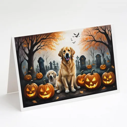 Miniatura 12 de Caroline's Treasures DAC2018GCA7P - Tarjetas de felicitación y sobres de Halloween espeluznantes de Border Collie, paquete de 8 tarjetas en blanco