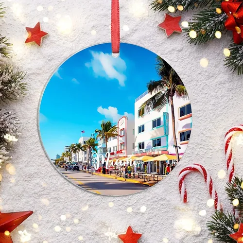 Miniatura 6 de Adornos de Navidad de California Estados Unidos, paisaje urbano de Los Ángeles, adornos de árbol de Navidad, adornos de Navidad personalizados