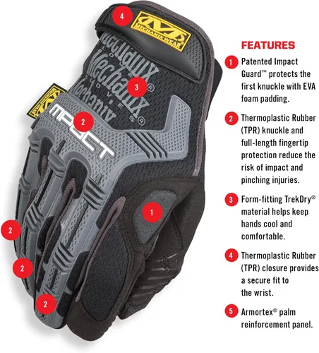Miniatura 9 de Mechanix Wear M-Pact - Guantes de trabajo resistentes a los impactos, guantes de seguridad duraderos para hombres, aptos para pantalla táctil