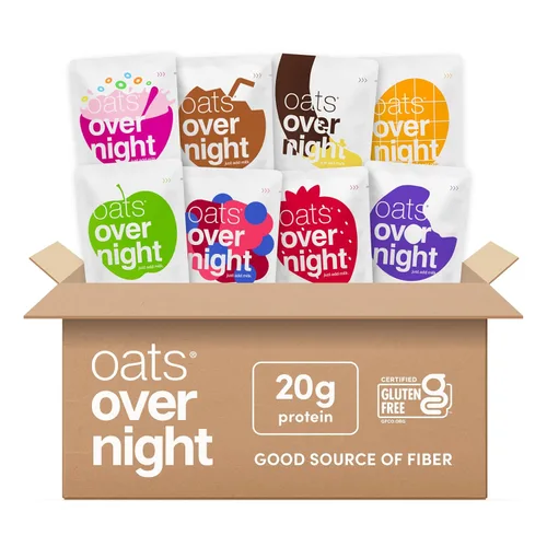 Miniatura 10 de Oats Overnight Paquete de Variedad de Frutas – Batido de proteína de desayuno alto en proteínas, alto en fibra, sin gluten, sin OGM, avena proteica