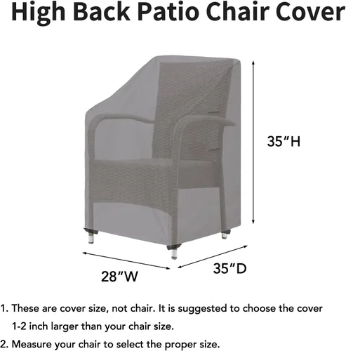 Miniatura 3 de Easy-Going Funda para silla de respaldo alto para exteriores, resistente a los rayos UV, impermeable, para muebles de césped, patio, con costuras