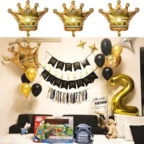 Miniatura 7 de MYUBWTF 6 globos grandes de corona dorada de 23 pulgadas, globo gigante de papel de aluminio, globos de helio para cumpleaños, bodas, fiestas
