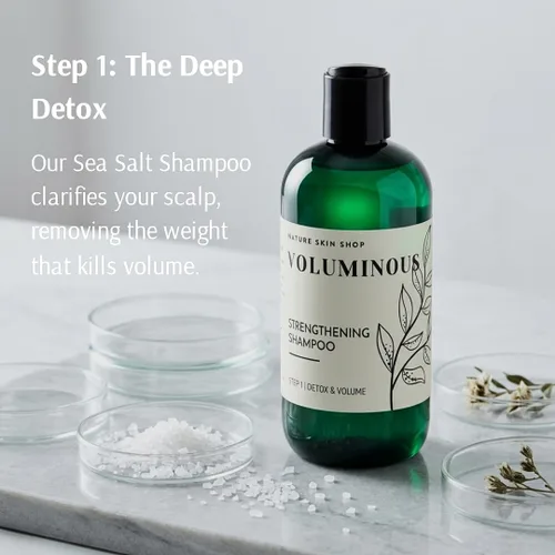 Miniatura 2 de Nature Skin Shop Voluminous Sea Salt Shampoo y acondicionador Set, clarificador para agua blanda o dura, elimina la acumulación del cabello fino
