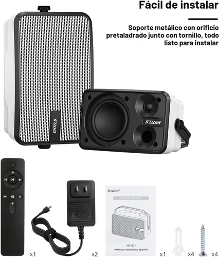 Miniatura 7 de Inwa Altavoces Bluetooth para exteriores, IPX5 resistente al agua de 400 W, potente sistema de sonido para interiores y exteriores, sincronización