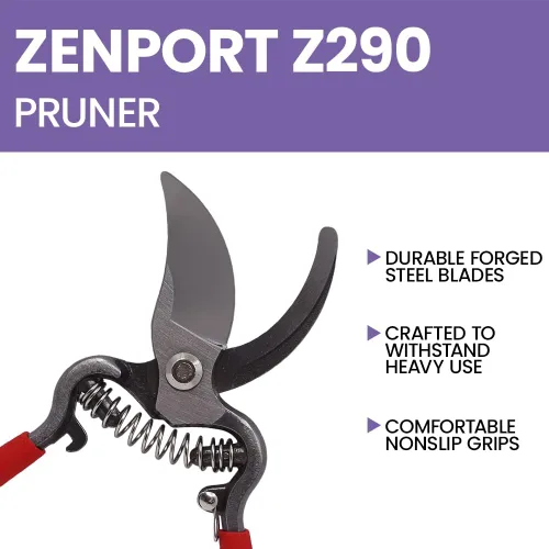 Miniatura 6 de Zenport Pruner Z290 Classic Forged Steel - Agarre de cojín rojo, corte de 1 pulgada, 8 pulgadas de largo