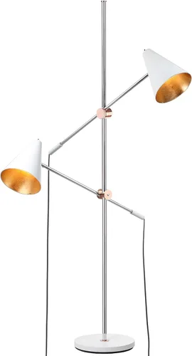 Miniatura 5 de SAFAVIEH Lighting Collection Reed - Lámpara de pie moderna y contemporánea escandinava, retro, cromado/negro, 71 pulgadas, 2 luces, sala de estar