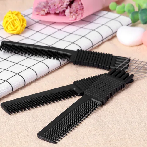 Miniatura 5 de Leinuosen Paquete de 2 peines de cola – burlas y levantamiento de fibra de carbono negro para colas de rata y peluquería o uso doméstico