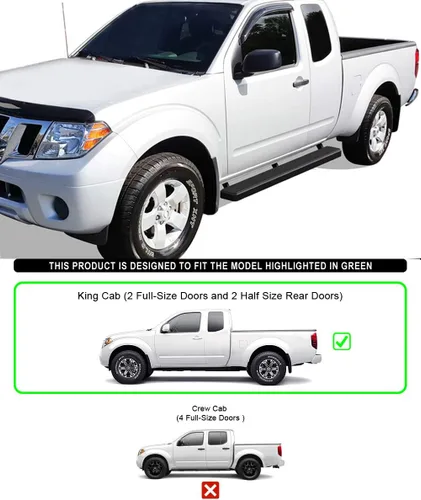 Miniatura 6 de HD Ridez Estribo de acero inoxidable de 5 pulgadas, color negro, compatible con Nissan Frontier King Cab 2005-2026 y Suzuki Equator 2005-2012 Extra
