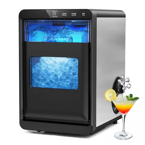 Máquina de hielo de pepitas para encimera, 45 libras/24H con tanque de agua, máquina de hielo de guijarros, máquina de hielo de pellets