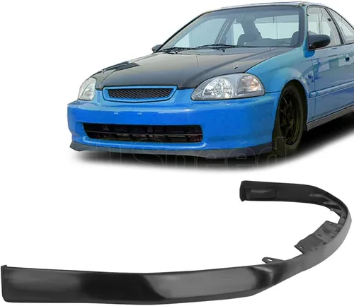 Miniatura 7 de Compatible con/Reemplazo para Labio de Parachoques Delantero, Spoiler de Labio Delantero PU Estilo MU Negro, Se Ajusta a Honda Civic Coupe Hatchback