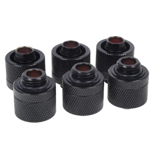 Alphacool HF 16/10 G1/4 - Racor de compresión, negro profundo, paquete de 6
