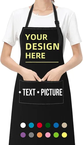 Delantales personalizados personalizados para cocinar, hornear, barbacoa, diseño con tu nombre de imagen, logotipo, para mujeres y hombres