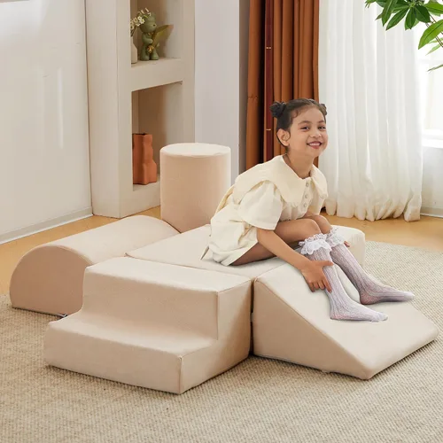 jela Bloques de Escalada de Espuma para Niños, 6 Piezas, Equipo de Juego Suave, Tela de Lujo Miss, Juguetes de Escalada para Niños Pequeños de