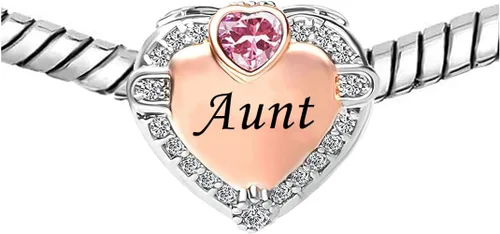 Miniatura 3 de Dijes de cuentas de amor con forma de corazón de oro rosa, compatible con pulseras Pandora, joyería de cumpleaños