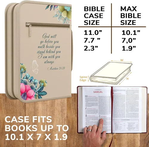 Miniatura 26 de DEHITE Funda para la Biblia para mujer, fundas de tela prémium para la Biblia para niñas, bolsa de transporte para mujer, ranuras para bolígrafos