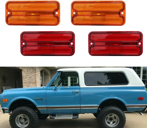 Miniatura 8 de Compatible con 1968 1969 1970 1971 1972 Chevy GMC Pickup Trucks Luces de Marcador Lateral del Parachoques Delantero/Trasero Completas Lámparas LED
