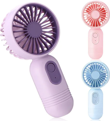 Miniatura 36 de Rossesay Miniventilador portátil a granel, lindo ventilador de mano ligero, pequeño ventilador personal de mano y pestañas de 3 velocidades