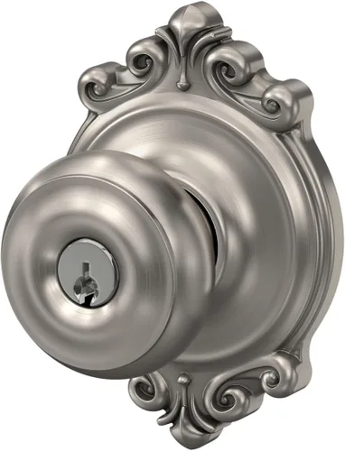 Miniatura 8 de SCHLAGE F51A GEO 619 BRK - Pomo georgiano con moldura Brookshire y cerradura de entrada con llave - Níquel satinado