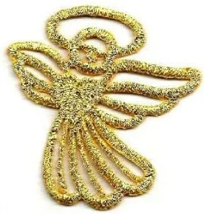 Parche bordado de ángel con apliques para planchar – Navidad, dorado metálico – para sombreros, camisas, zapatos, jeans, bolsos, decoración de