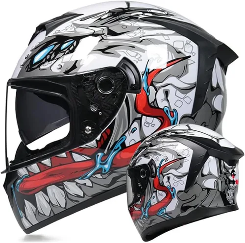 Miniatura 8 de Casco de motocicleta de cara completa unisex para adultos, aprobado por DOT, para motocicleta, ciclomotor, bicicleta de calle, carreras, casco