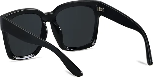 Miniatura 2 de ANDWOOD Lentes de sol de gran tamaño para mujer, marco ancho cuadrado, retro, moderno, protección UV