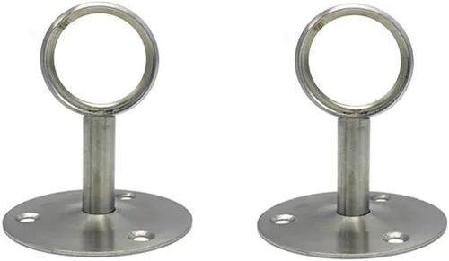 Miniatura 5 de Barra de Armario de Acero Inoxidable Resistente, Soportes de Extremo de Barra de Cortina con Tornillos a Juego (1-1/2 PULGADAS, Negro)