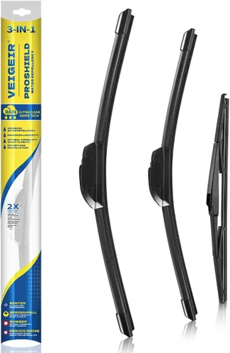 Miniatura 20 de Paquete de 3 plumas limpiaparabrisas delanteros y traseros para automóviles, calidad original de fábrica, 15 pulgadas, 15 pulgadas, 13 pulgadas