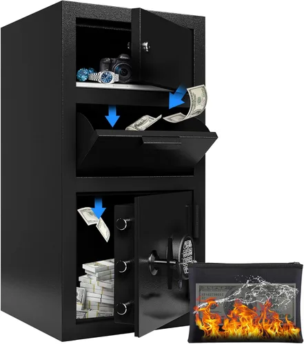 Miniatura 10 de Caja de seguridad con ranura de depósito para negocios, cajas de seguridad para dinero en efectivo con ranura de depósito, caja fuerte de dinero