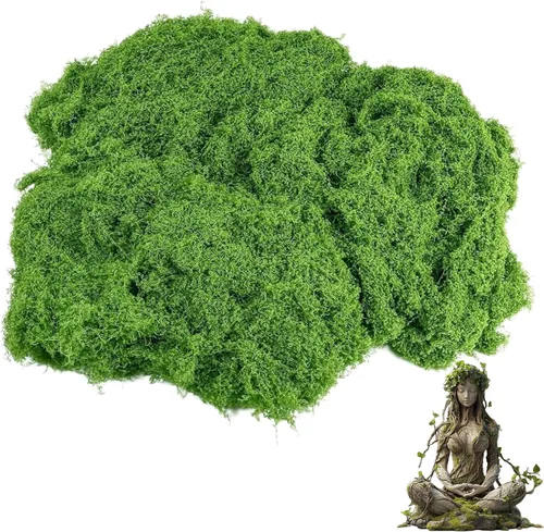 Musgo artificial verde oscuro para decoración, 3.5 onzas de vegetación sintética para plantas en maceta, manualidades, jardines de hadas y bodas,