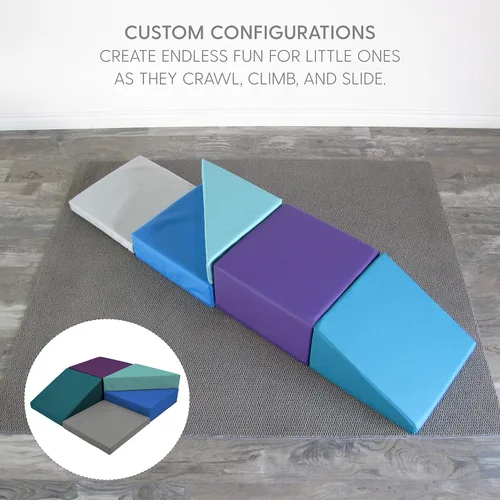 Miniatura 5 de FDP SoftScape - Gimnasio de interiores para bebés y niños pequeños hecho de escalones de espuma suave y PU de colores, ideal para gatear, escalar