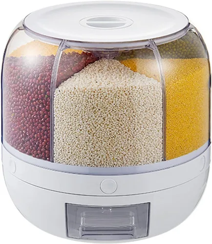 Dispensador de arroz, dispensador de granos, 6 rejillas, dispensador de PP, organizador de almacenamiento de granos para cocina doméstica (#1)
