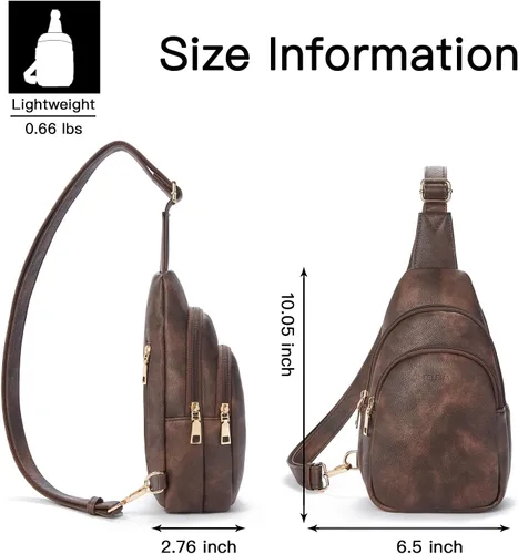 Miniatura 33 de Telena Riñonera pequeña para mujer, de cuero, cangureras, bolsa de pecho para mujer