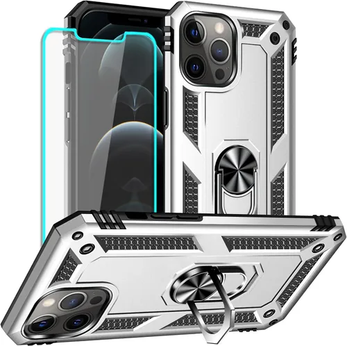 Miniatura 23 de Yiakeng Funda para iPhone 12 Mini: Funda para iPhone 12 Mini con protector de pantalla HD, fundas protectoras de grado militar con anillo para Verde