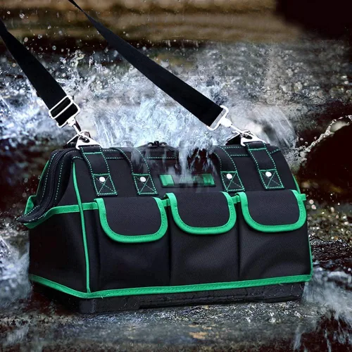 Miniatura 4 de AIRAJ - Bolsa de herramientas a prueba de agua con parte superior cerrada, base moldeada de alta resistencia, para hombres (verde y negro)