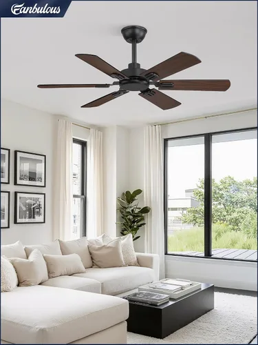Miniatura 7 de Fanbulous Ventiladores de techo de 42 pulgadas sin luz con control remoto, ventilador de techo moderno sin luz, acabado doble, 6 cuchillas, motor CC