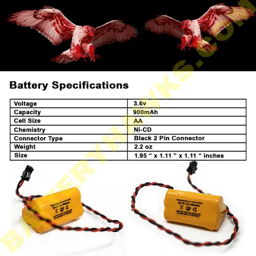 Miniatura 4 de ELB B001 ELBB001 ELB-B001 AA900MAH 3.6v 900mAh Señal de salida Luz de emergencia NiCad batería ANIC1566 0253799 (1 paquete, 1, cuenta)