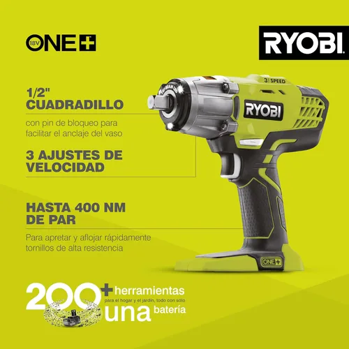 Miniatura 2 de Ryobi R18IW3-0 18V ONE+ Llave de impacto inalámbrica de 3 velocidades (solo cuerpo)