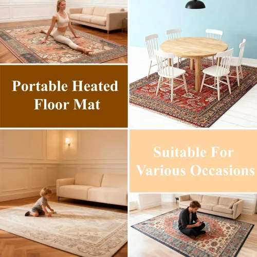 Miniatura 8 de Large Graphene Electric Heated Floor Mat, Electric Heated Area Rug with 60 Gear Adjustment Temperature, Plug in Heating Mat, for Home Office Study