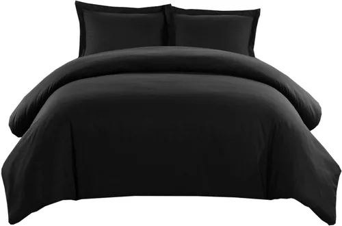 Miniatura 2 de Royal Hotel Bedding Funda de edredón de 500 hilos, 100% algodón, cierre de botón, suave y fresco, juego de funda de edredón de 2 piezas, tamaño Negro