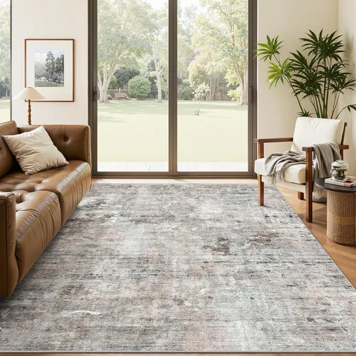 Miniatura 101 de Alfombra de pasillo Soalmost 2'6" x 10' lavable, alfombra antideslizante para cocina, baño, lavandería, alfombras vintage ultra delgadas para Beige