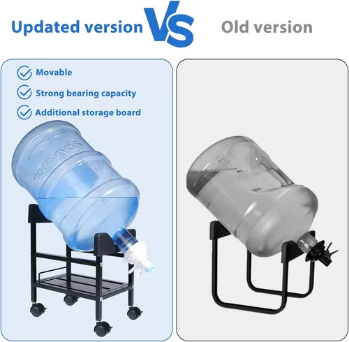 Miniatura 4 de Dispensador de jarra de agua de 5 galones con rueda, negro, FZ241125, metal y plástico, dispensador de agua, dispensador de bebidas por gravedad